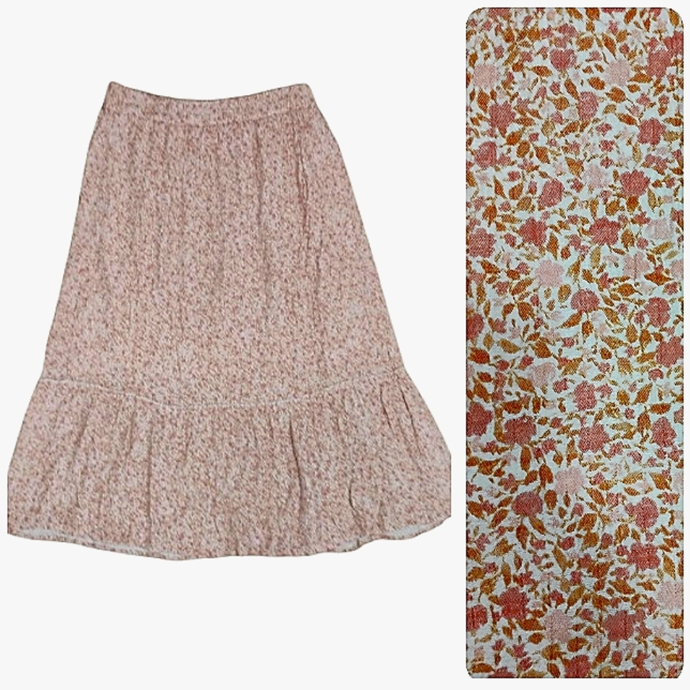 Floral Pink White Boho Wildflowers Skirt XXL Prairie Cottagecore Modest - Picture 2 of 10